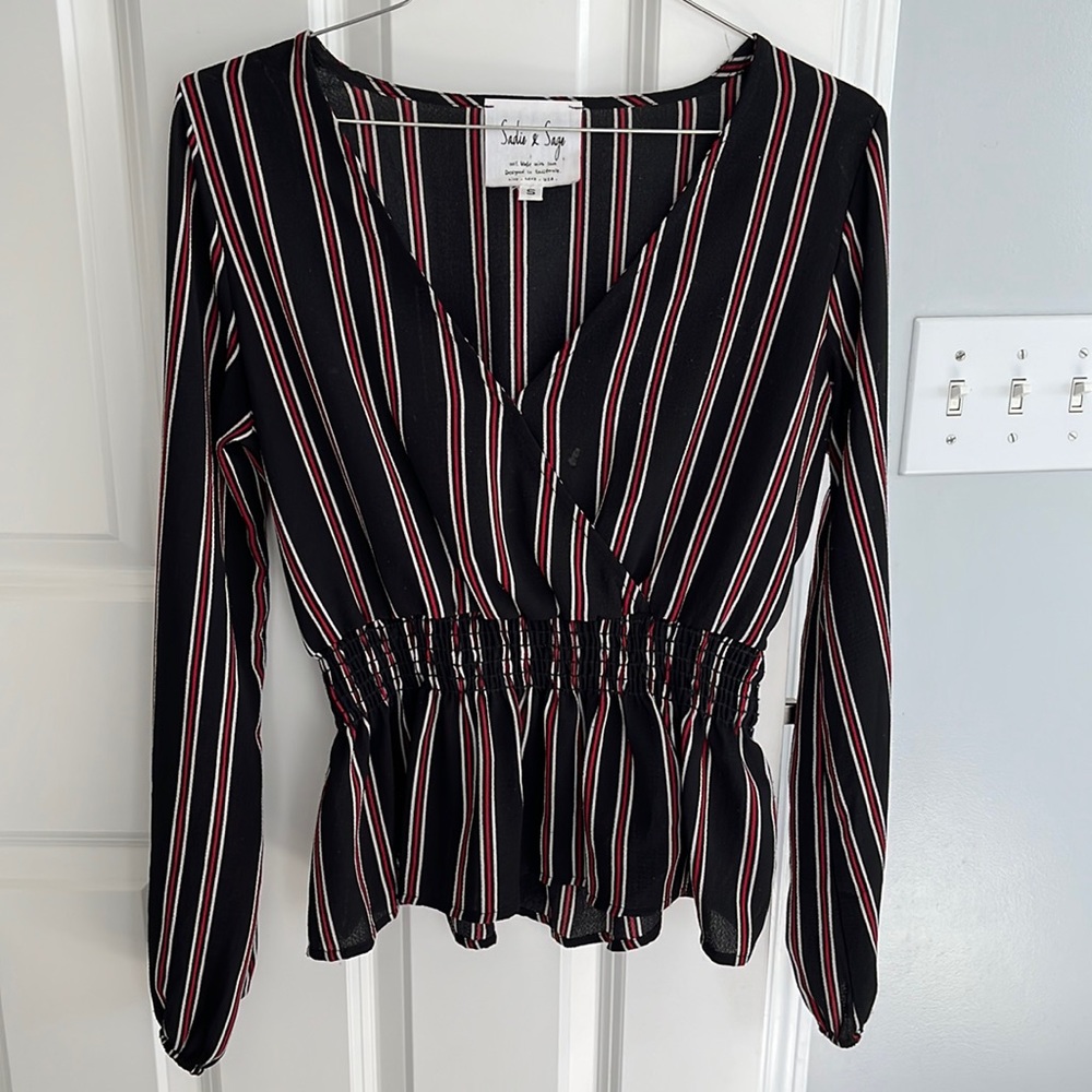 Peplum red & black blouse